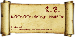 Köröskényi Noémi névjegykártya